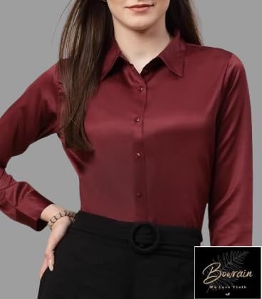 Image of Bowrain Women's Full Sleeves Satin Shirt