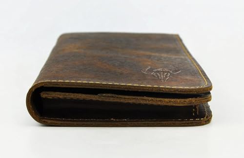 Le'aokuu Mens Real Leather Bifold Organizer Checkbook Wallet Cash Holder Brown4
