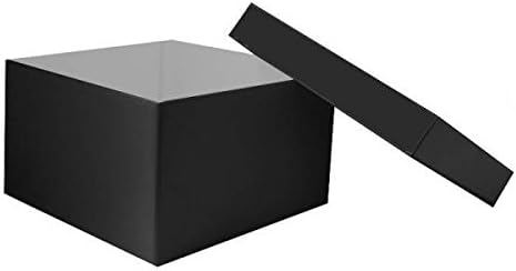 giftbagshop Luxurious Gift Box for Birthdays, Christmas, Weddings or Corporate Gifts Pearlised Gold Square Gift Box 175 x 175 x 105mm (Black)