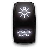 Interior Lights - White - Laser Etched Toggle Switch 20A 12V - Vertical Rocker Switch 5-Pin DPST