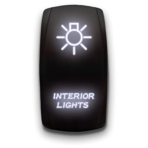 Interior Lights - White - Laser Etched Toggle Switch 20A 12V - Vertical Rocker Switch 5-Pin Dpst #TOP8