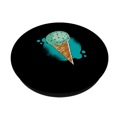 Mint Chocolate Chip Ice Cream Cone PopSockets Swappable PopGrip, Black - Image 2