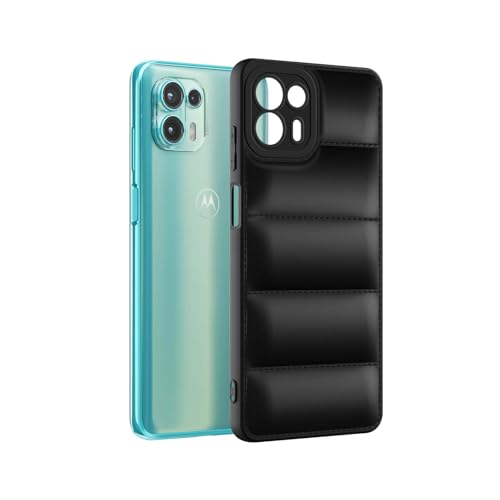 Image of Plus Puffer Case Camera Protection Soft Back Cover for Motorola Moto Edge 20 Fusion - Black