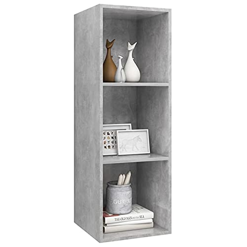 Susany Meuble TV Mural,unité Murale,Meuble TV Suspendu,HiFi est équipée de 4 Compartiments,pour Salon, Bureau, Divertissement-Gris béton 37x37x107cm Aggloméré