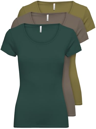 ONLY 15209153 - Confezione da 3 magliette da donna...