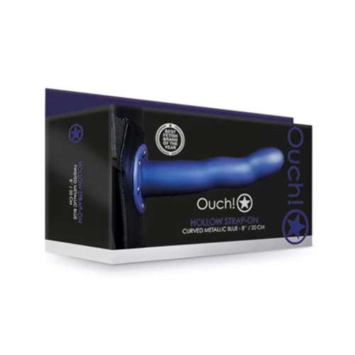 Gode Ceinture Creux Bleu Effet Métallique - 20 cm