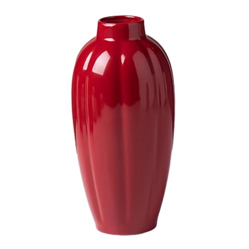 PETSOLA Vase en Céramique Rouge, Vase de Table, Petit Vase Rouge pour Salle à Manger