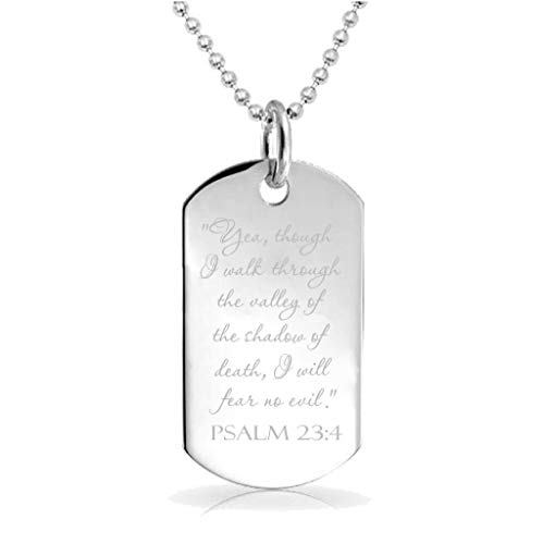 Epic Designs Yea, Though I Walk Through the Valley of the Shadow of Death I Will Fear No Evil. Psalm 23:4 Religious Custom Engraved Charm Keychain Jewelry or Bags gift