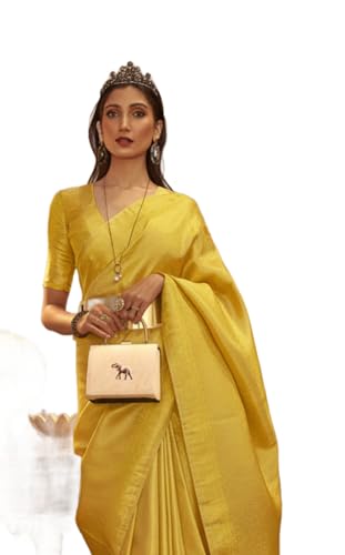 Image of SWORNOF Women's Banarasi silk Saree With Unstitched Blouse Piece