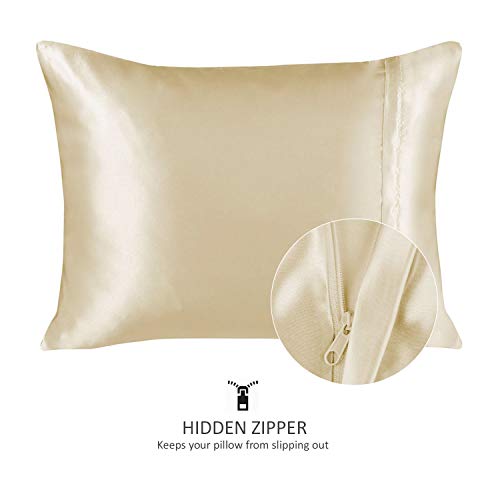 Image of BLISSFORD Luxury Satin Pillowcase for Hair - Standard Satin Pillowcase with Zipper, Ivory (1 per Pack)