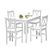 Produktbild JINPALAY Esstisch mit 4 Stühlen Set Weiß Kiefer Holz Essgruppe 4er Set Esszimmerstühle mit Esstisch für Esszimmer, Küche, Wohnzimmer (Weiß)