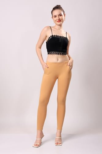 Image of Saundarya Pocket Leggings Slim fit Ankle Length uper Comb Stretchable Premium Cotton Lycra Leggings with 2 Pockets
