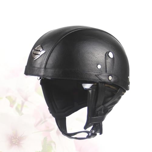 Casco abierto de motocicleta retro en cuero y ABS para adulto en scooter 2