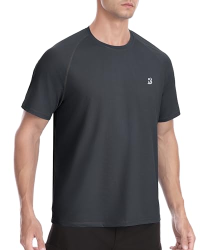 Roadbox Men's Rash Guard Short Sleeve, UPF 50+ UV Sun Protection Water T-Shirts, Cool Dry Swim Shirts for Surf Beach Fishing