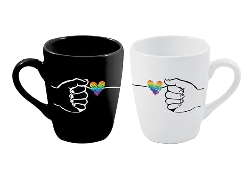 Tazze per coppia, Set 2 tazze Lui e Lei in ceramica, H.10 cm, ø 8 cm, con confezione regalo (MOD.10)