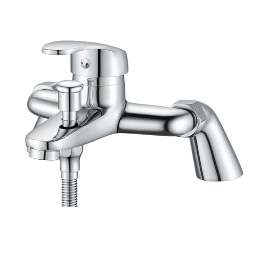 Coleniny Modern Bath Shower Mixer Tap with Filler Spout, Single Lever Monobloc Shower Bath Tap, Exposed Faucet Solid Brass Chrome Finished-1/2'' Outlet 180mm Centres - Image 8