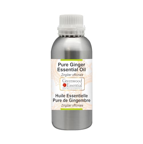 Image of Greenwood Essential Ginger Essential Oil (Zingiber officinale) Pure | Non-Sticky | Non-greasy | Lightweight | Men & Women | All Skin Types | Steam Distilled 1250ml