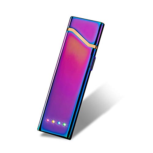 Electronic Cigarette Lighter, Electric USB Lighter Windproof Rechargeable Slim Coil Lighter with Smart Fingerprint Sensor Double Side Ignition,Power Indicator Flameless Boyfriends Gifts