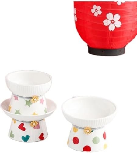 KOKUMON 猫 食器 フードボウル 皿 餌入れ ハッピーダイニング猫用 水飲み 用 陶器 犬猫兼用食器 洗いやすい 食器洗浄機 対応
