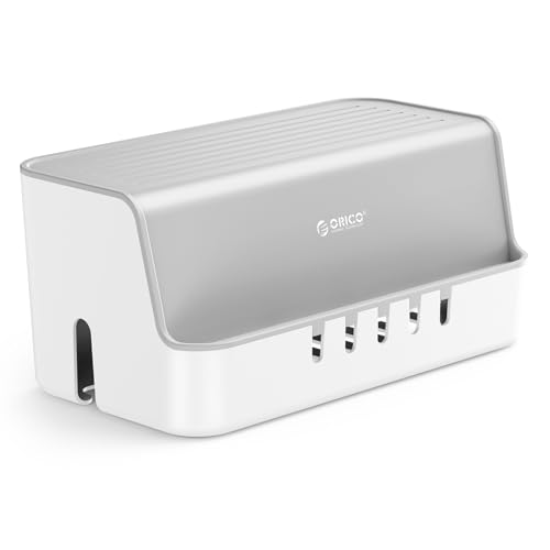 ORICO ケーブルボックス 電源タップ 配線隠し 白 幅31×奥行15.5×高さ13.7cm コード隠し ケーブル 収納 コンセントボックス デスク 配線 整理 いたずら防止 蓋つき 防塵 スマホ タブレット スタンドとして利用可能 インテリア おしゃれ 寝室 リビング オフィス