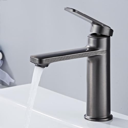 Robinet mitigeur laiton gris eau chaude froide lavabo vasque monotrou de salle de bain