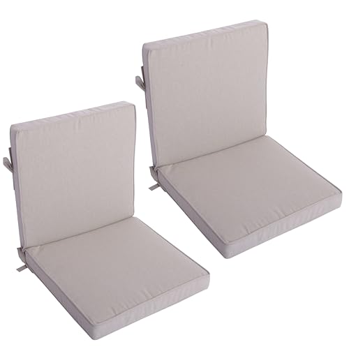 LILENO HOME Gartenstuhl Auflagen als [2er Set - Niedriglehner] in Creme - Bequeme Liegen als Sitzauflagen für Gartenmöbel - Stuhlkissen für Gartenstühle und Klappstühle Dub