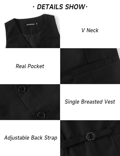 Spring&Gege Boy's Formal Suit Vest Solid Dress Waistcoat Vest with Pockets, Size 4-14 Years3