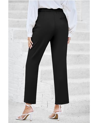 GRAPENT Dress Pants Women High Waisted Work Pants Dressy Casual Straight Leg Elastic Waist Cropped Trousers Ankle Slacks2