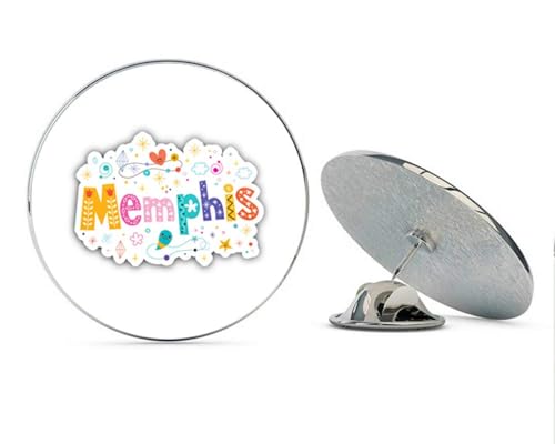 Memphis City USA Decorative Label Round Metal 0.75" Lapel Pin Hat Shirt Pin Tie Tack Pinback2