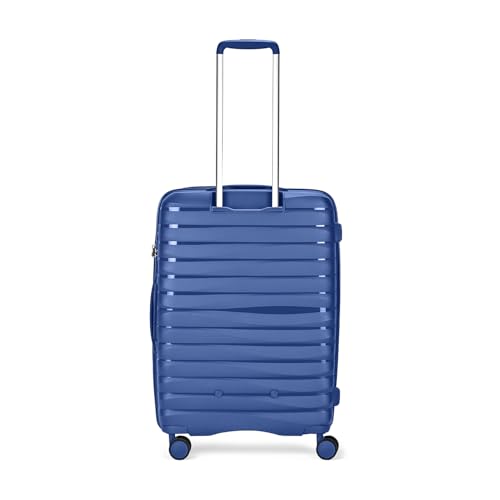 Image of Skybags Polypropylene Float Max Check-in Trolley Bag - Medium, 66cms | Premium Hard-Sided Luggage for Travel with Smooth 8 Wheels Double Spinner & Flushed TSA Lock - Blue