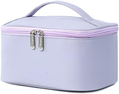 Cute Makeup Bag Small Cosmetic Bags for Women Ladies Medium Pouch Toiletry Bag PU Waterproof Organizer (Purple)