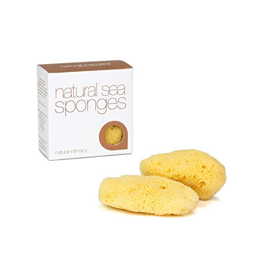 IntimateCare 2x Esponjas Marinas Mediterráneas de 6,5 a 8 cm.  Calidad Absoluta. Embalaje Libre de Plástico Cover