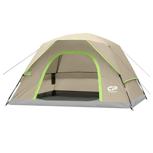 CAMPROS CP 4 Person Tents for Camping with Rainfly, Waterproof Dome Camping Tent Easy Set Up, Portable Family Tent with Large Mesh Window & Carry Bag for Outdoor Hiking