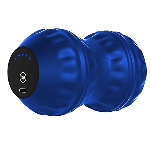 Kronabelle Bola de masaje de cacahuete vibradora de 3.5 x 3.5 x 6.3 pulgadas, masajeador eléctrico de 5 velocidades para liberación miofascial, terapia de tejidos, azul