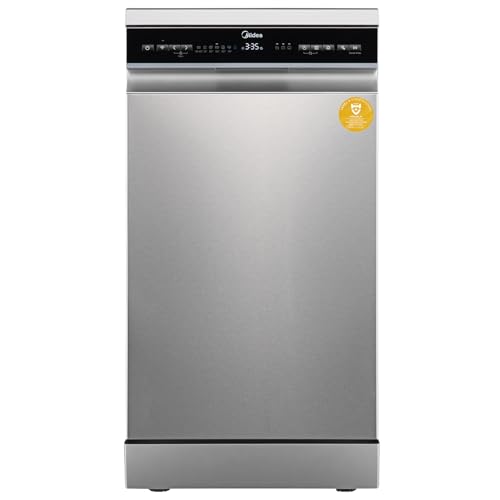 Midea Spülmaschine 45 cm MDWEF1034DSS-WE, Geschirrspüler Freistehend 10 Maßgedecke, Besteckkorb, höhenverstellbarer Oberkorb, Aqua-Stopp, Startzeitvorwahl, Silber Midea Spülmaschine 45 cm MDWEF1034DSS-WE, Geschirrspüler Freistehend 10 Maßgedecke, Besteckkorb, höhenverstellbarer Oberkorb, Aqua-Stopp, Startzeitvorwahl, Silber