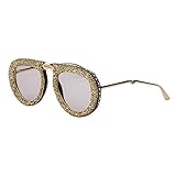 PAIHUIART Herren Sonnenbrille Damen Radsportbrillen Steampunk Folding Portable Style Sonnenbrille Damen Luxus Pilot Sonnenbrille Luxus Strass Vintage Herren Sonnenbrille Hellgrau