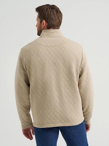 Wrangler Men's George Strait Quarter Zip Quilted Tan Pullover2