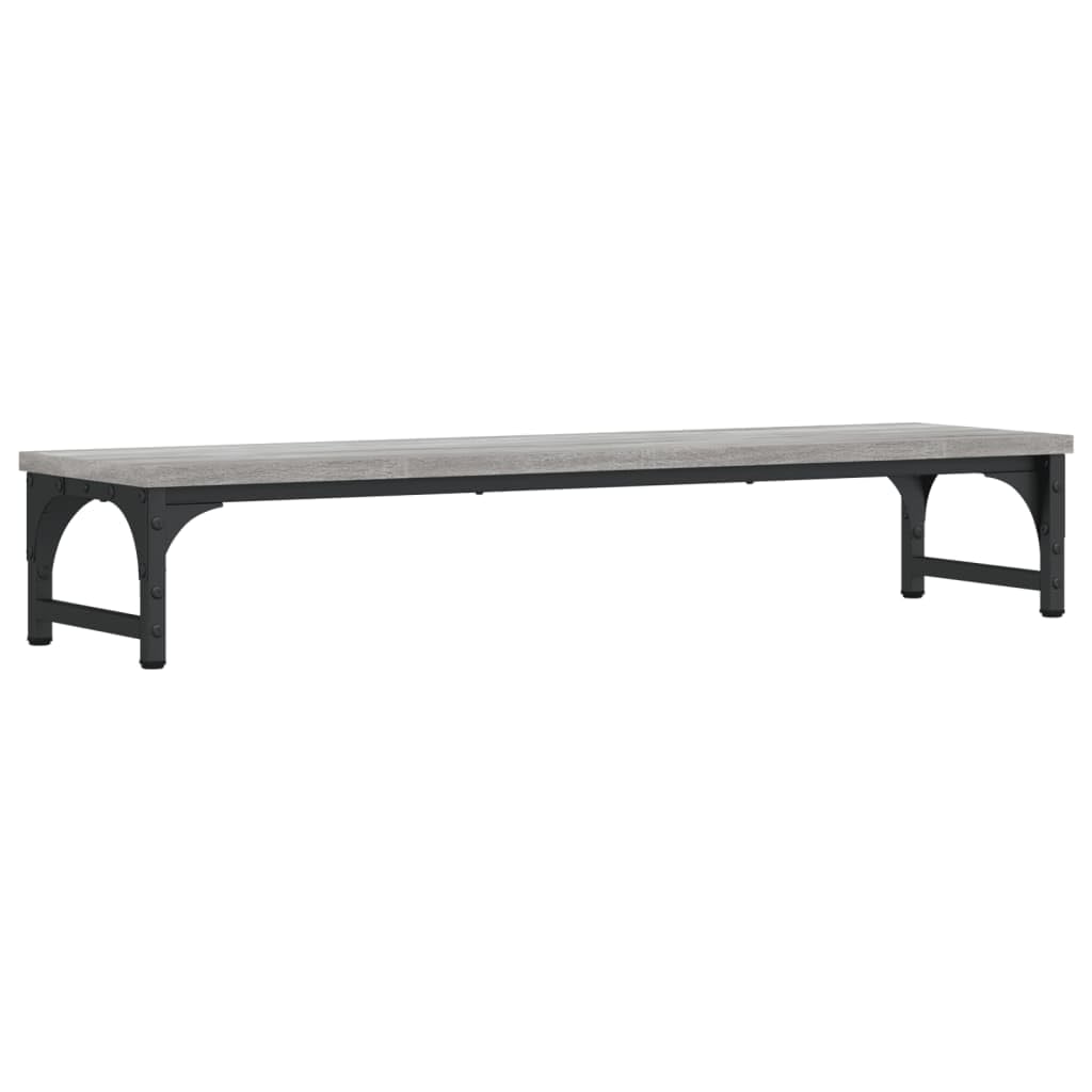 Soporte para monitor Sonoma gris 85 x 23 x 15,5 cm de madera y metal, patas ajustables en altura, soporte ergonómico para la pantalla para oficina en casa y sofá