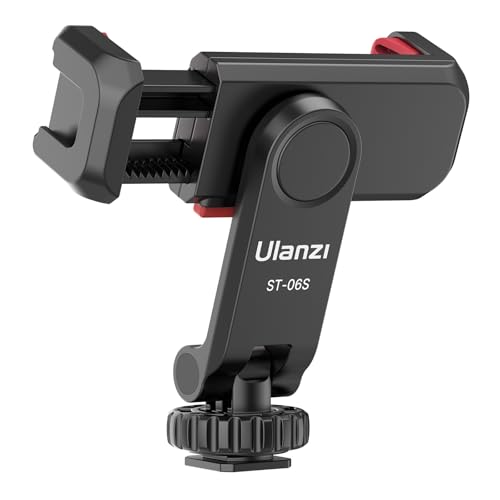 Adaptador de Trípode de Teléfono, ULANZI ST-06S Trípode con Zapata Fría, Monitor de Cámara Rotación de 360º, Adaptador para iPhone Galaxy Huawei Xiaomi Google DSRL Gimbals