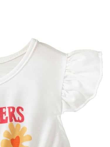 Girls Ruffle Trim Short Sleeve Dress Print A-line Swing Flared Casual Party Dress4