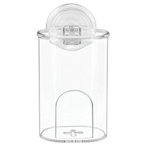 mDesign Compact Plastic Suction Storage Center for Bathroom Organization of Toothbrushes, Electric Toothbrushes, Razors - 2 Pack - Clear - Thumbnail 7