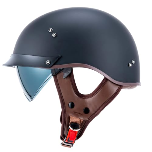 VCOROS Half Helmet with Sun Visor, DOT Approved, Open Face