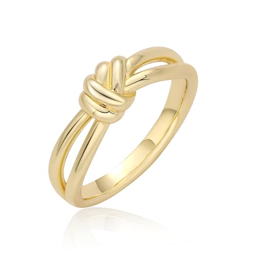Gold Rings for Women Dainty 14K Gold Plated Rings Non Tarnish Simple Knot Promise Ring Waterproof Trendy Jewelry Birthday Gifts for Her Size 5-10