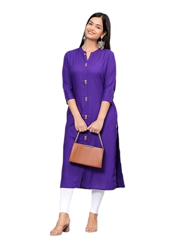 Image of NEW4U Women's Solid Rayon Straight Kurta
