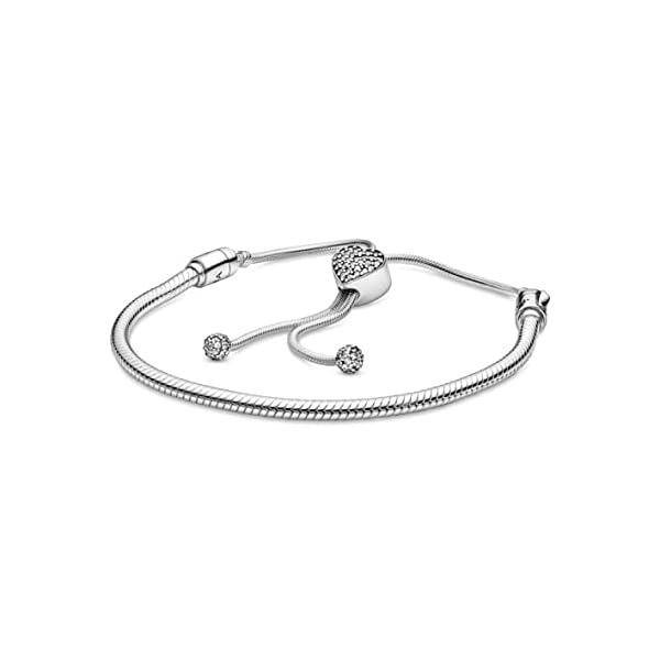 Pandora-Moments-Pave-Heart-Clasp-Snake-Chain-Slider-Bracelet-Compatible-Moments-Charms-Sterling-Silver-Cubic-Zirconia-Charm-Bracelet-for-Women-Gift-for-Her-28-cm-No-Gift-Box Pandora Moments Pavé Heart Clasp Snake Chain Slider Bracelet - Compatible Moments Charms - Sterling Silver & Cubic Zirconia Charm Bracelet for Women - Gift for Her - 28 cm, No Gift Box