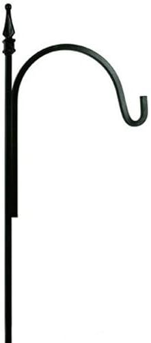 american gardenworks inc sqtsfhn 90 -Inch, Hammered Nickel, Square, Tall, Heavy Duty, Single Shepherd Hook