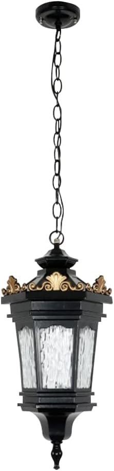 Outdoor Pendant Lights for Porch Large Modern Black Gold Adjustable Exterior Hanging Porch Lighting with Water Glass Waterproof Ceiling Mount Lamp Outside Chandelier Lantern for Gazebo Yard Vigorous