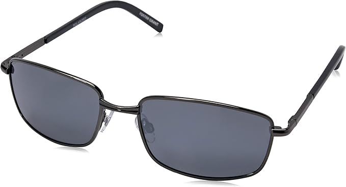 Foster grant Men's Square black mirror Polarized lenses Sunglasses, Metal full rim frame, Gun
