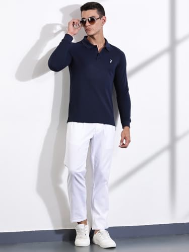 Image of Thomas Scott Men's | Solid | Full Sleeve | Regular Fit | Cotton Blend | Polo Collar | Casual Tshirt