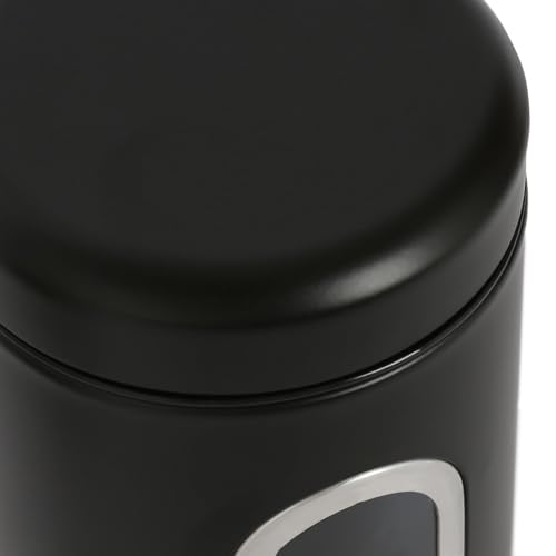 Harbour Housewares Tea Coffee and Sugar Canisters Set - Black - 3pc Transparent Window Airtight Food Storage Containers Kitchen Caddy Stainless Steel Storage Jars - Image 5